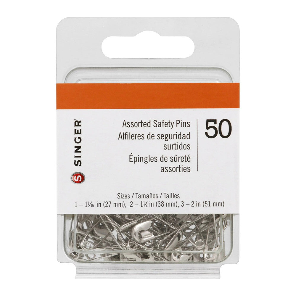 Singer Steel Safety Pins Value Pack, Assorted Sizes, 50 Ea